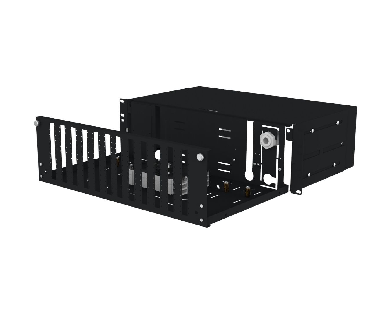 Fiber optic patch panels - pull-out: PSW-E-19"-250-3U-72-SCD-0K3-S-R9005